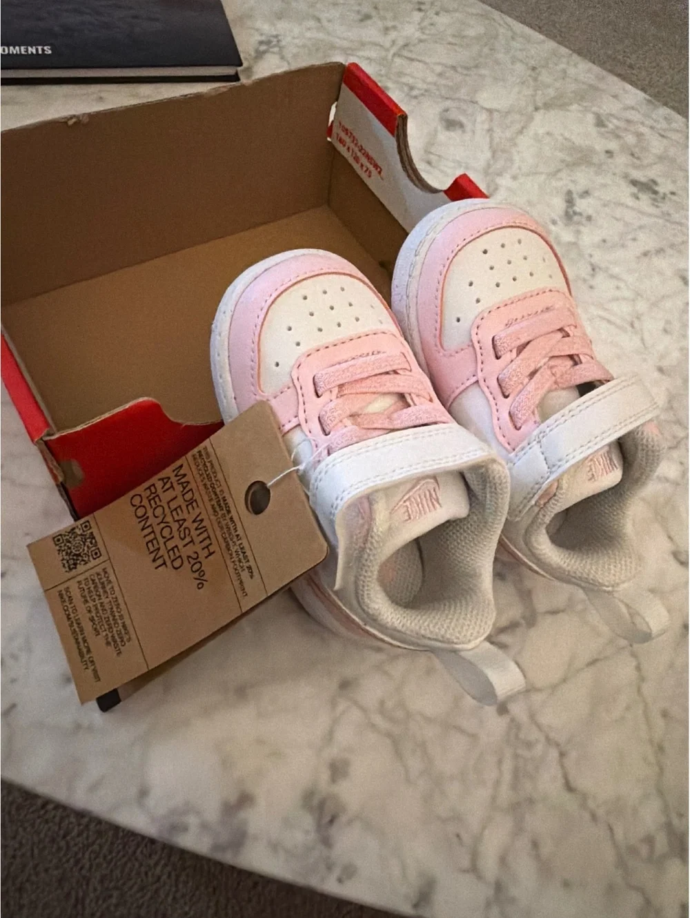 (Baby) Nike Court Borough Low Rec Toddler Shoes Size 4C White and Pink